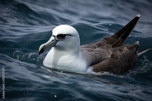 At sea, a Buller's albatross. Generative AI photo