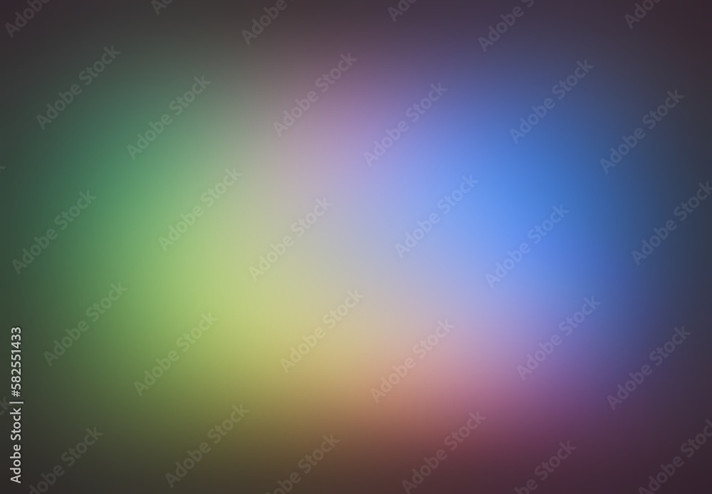 Dark colorful iridescent gradient defocus screen abstract graphic. Black blurred vignette on rainbow color empty background.
