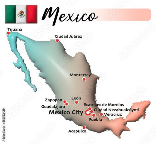 Mexico, Fläche und Flagge