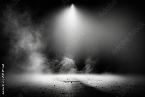 Empty dark background with smoke or fog on the floor.. ,generative artificial intelligence