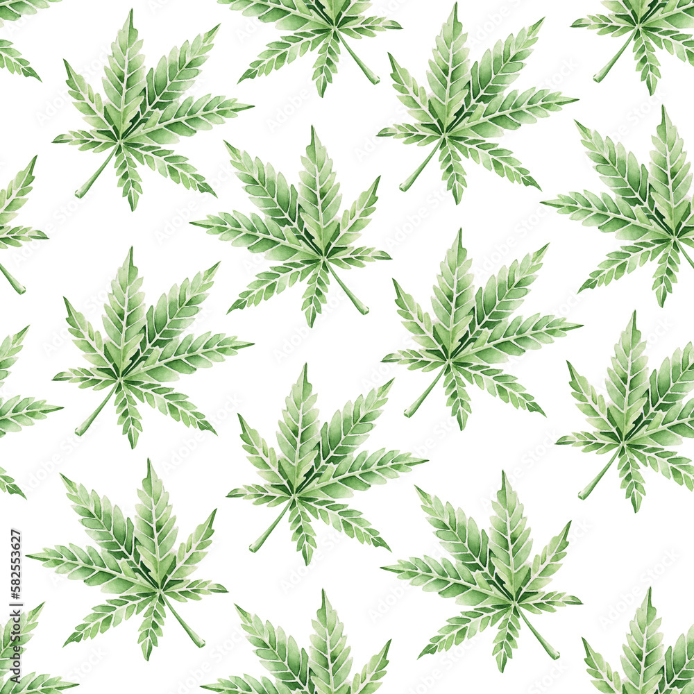 seamless pattern with cannabis leaves