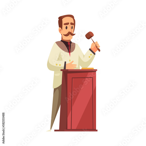 Auctioneer Flat Illustration