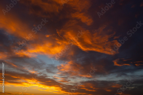 Cloudscape at sunset. Dramatic or cinematic clouds