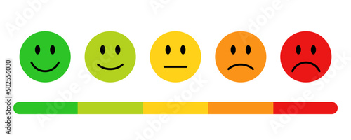 Feedback or rating scale with smiley icon set photo