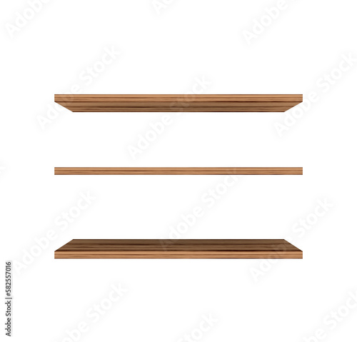 Three wooden shelves