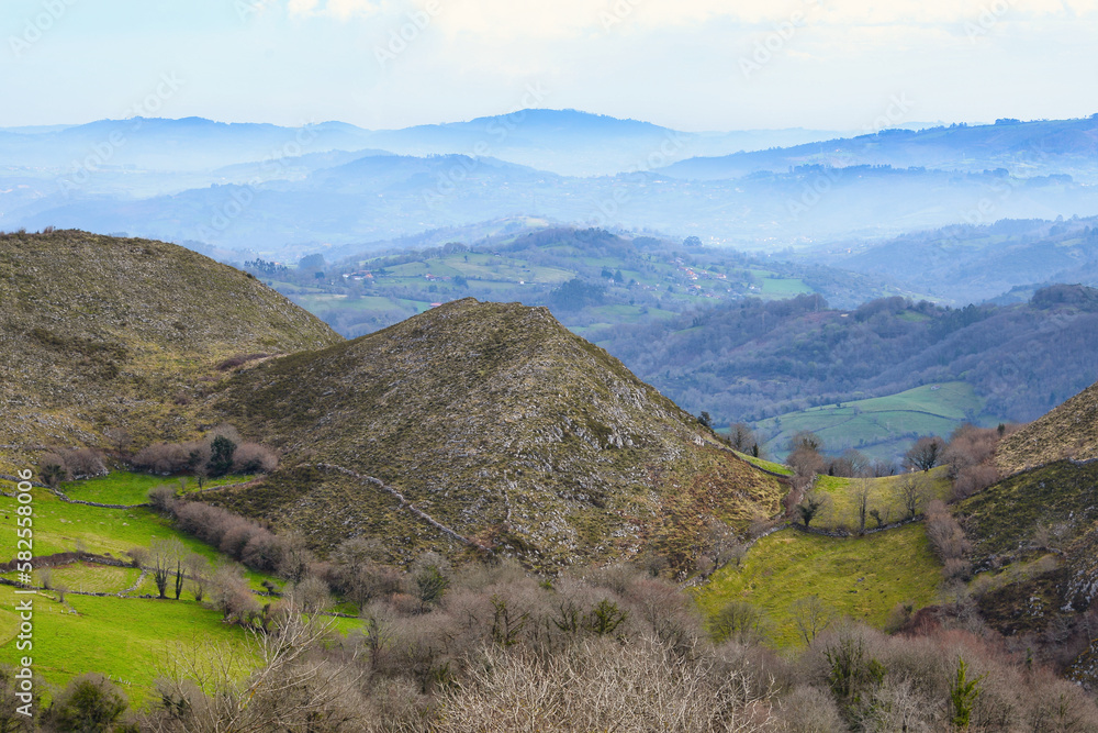 Fototapeta premium Landscape around Panicera village, Grado muncipality, Asturias, Spain