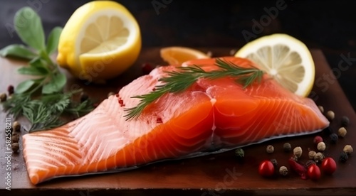 salmon steak with lemon and dill