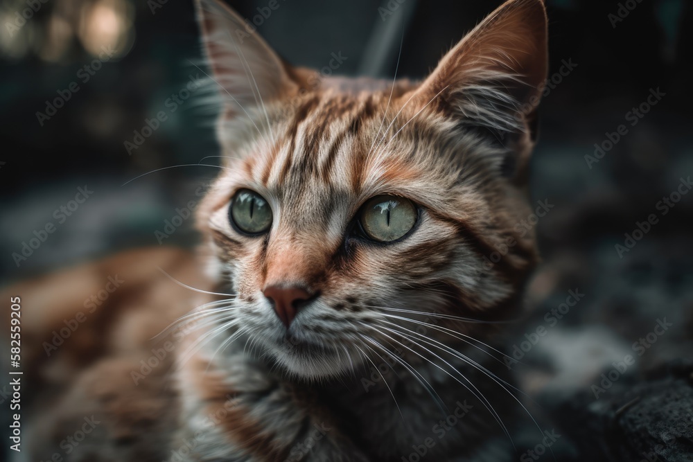Gorgeous feline with green eyes. Generative AI