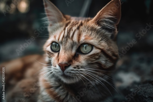 Gorgeous feline with green eyes. Generative AI © AkuAku