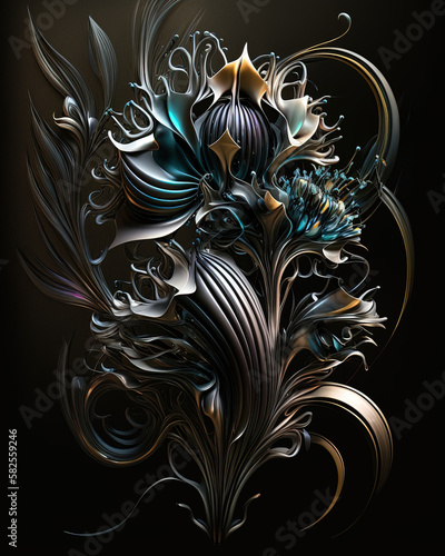 Beautiful dark abstract exotic flowers