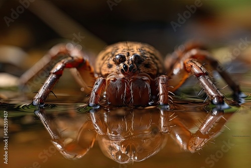Raft Spider, Dolomedes plantarius. Generative AI photo