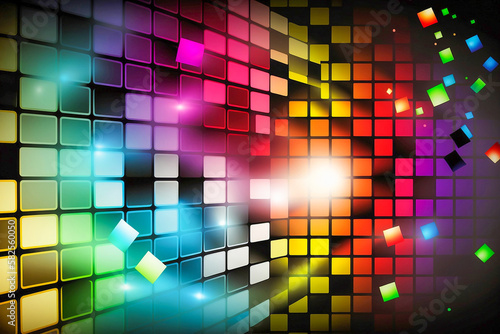 70s style disco colorblocks background, Generative AI photo