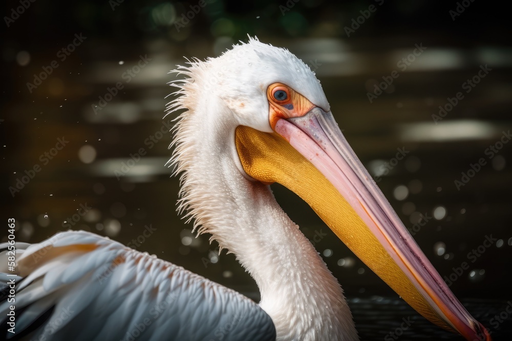 Stunning close up image of a lovely white pelican. Generative AI Stunning close up image of a lovely white pelican. Generative AI