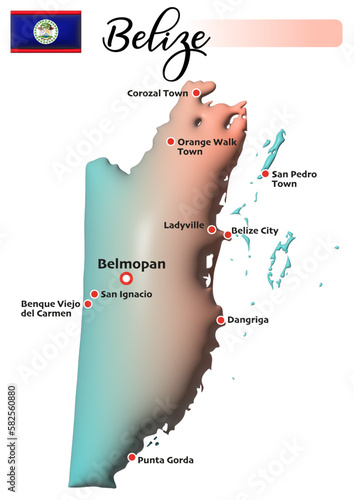 Belize, Fläche und Flagge