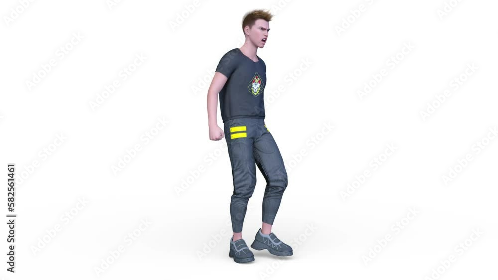 歩くTシャツを着た男性