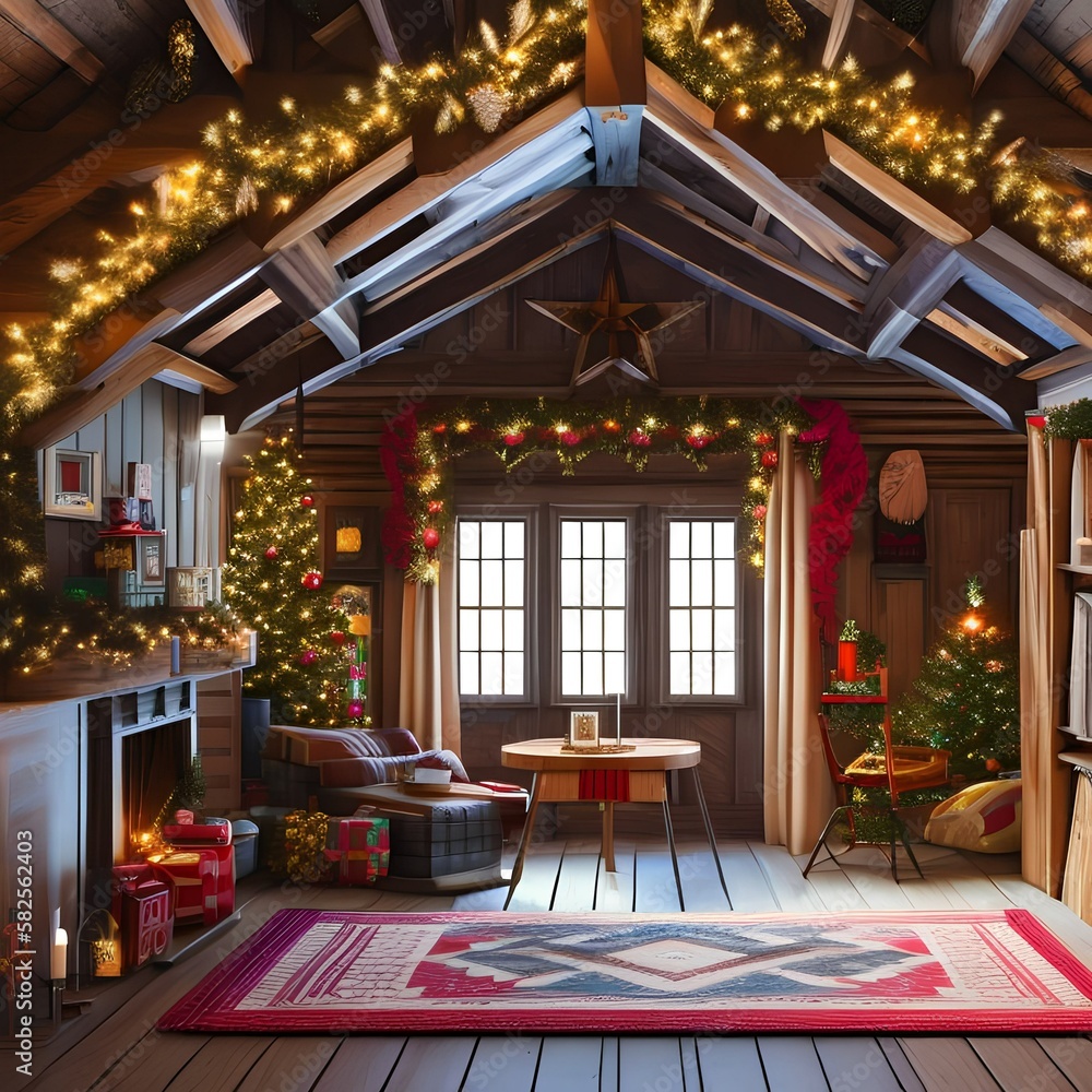 A fun and festive attic for all your Christmas decor3, Generative AI A fun and festive attic for all your Christmas decor3, Generative AI