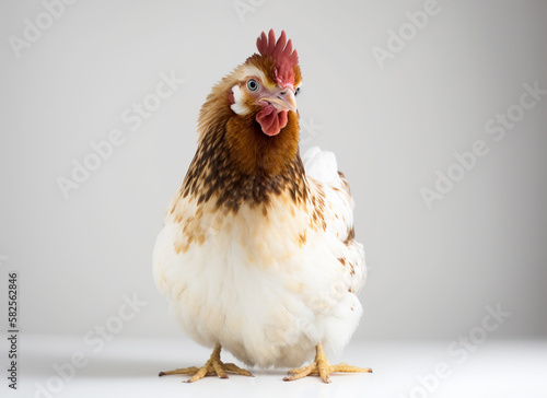 Hen on the white background Generative AI