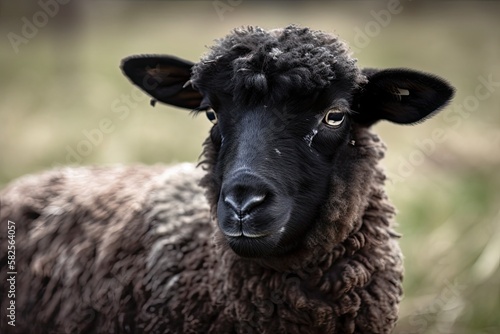 cute black head sheep in a picture. Generative AI