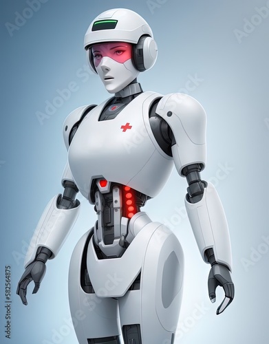 3d render a beautiful woman android, elegance, cyborg, technological background © Fotostockerspb