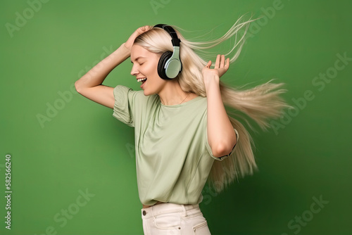 Woman Dancing with Headphon...