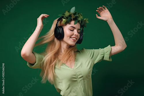 Woman Dancing with Headphon...