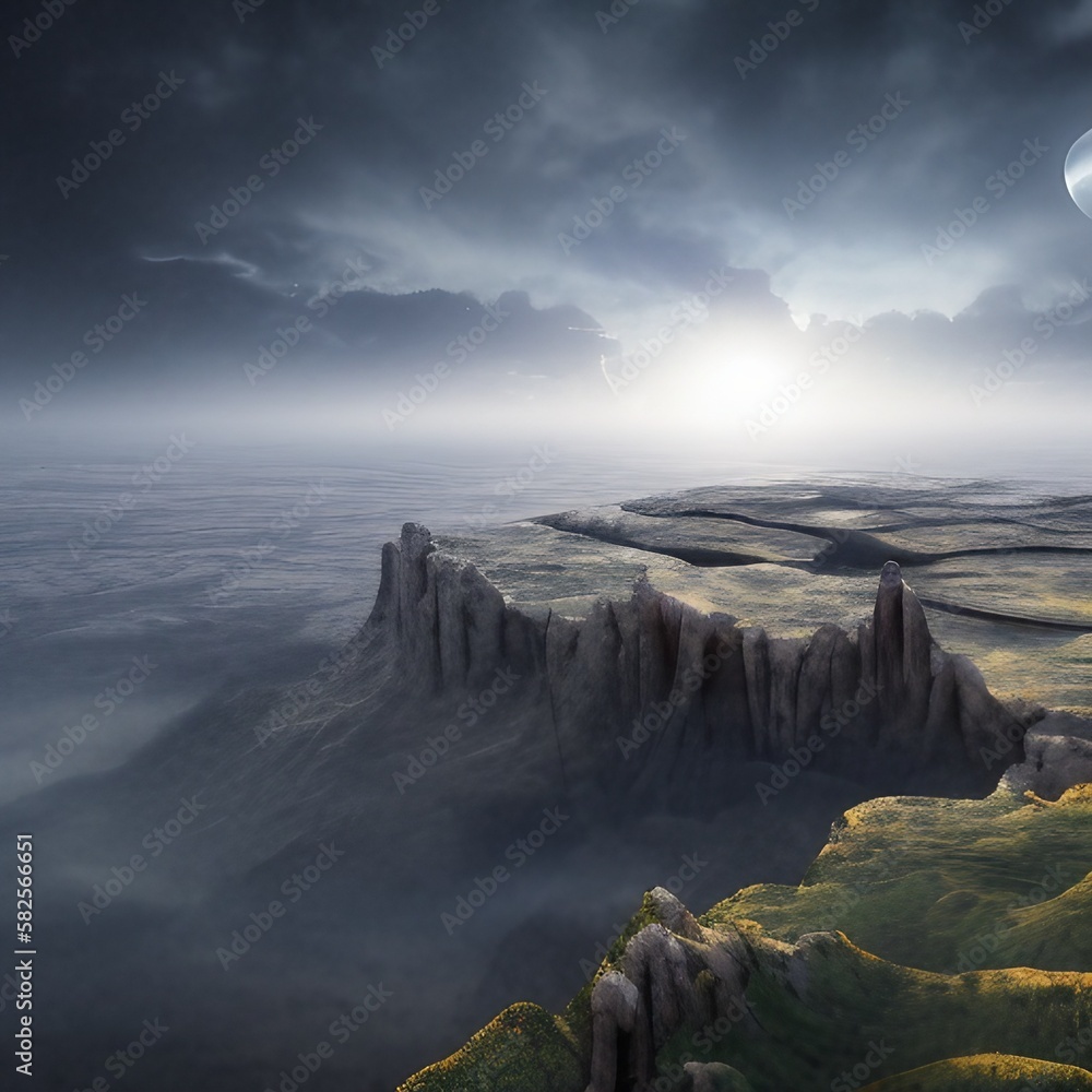 Mysterious realistic highly detailed alien Landscape That Inspires Wanderlust with depth k quality