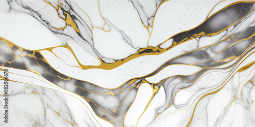 Abstract background made with liquid art technique. White, grey and golden trend background. Marble texture. Generative AI
