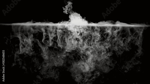 A white line of smoke on a black background.
