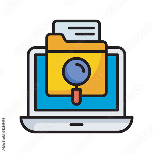 Find data vector filled outline Icon Design illustration. SEO Development And Marketing Symbol on White background EPS 10 File