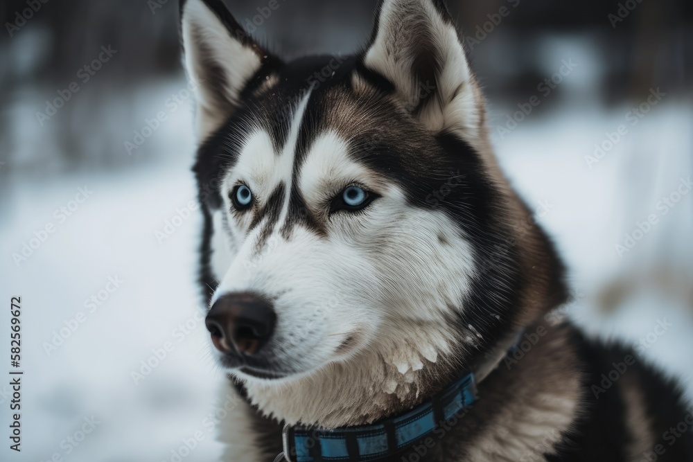 Husky dog portrait, Tromso, Norway. Generative AI Husky dog portrait, Tromso, Norway. Generative AI