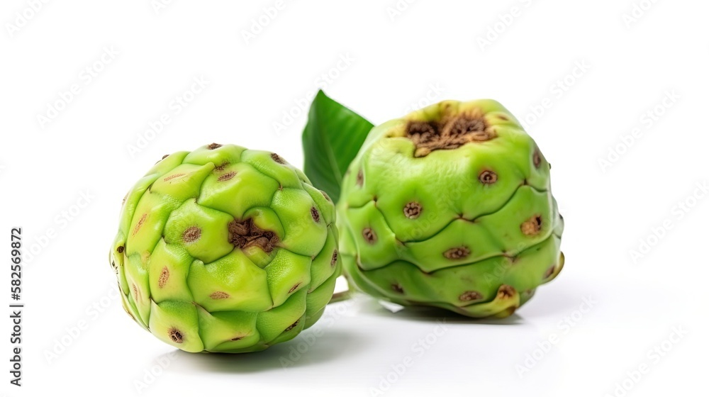 Obraz premium Noni fruit isolated on white background created with generative AI technology