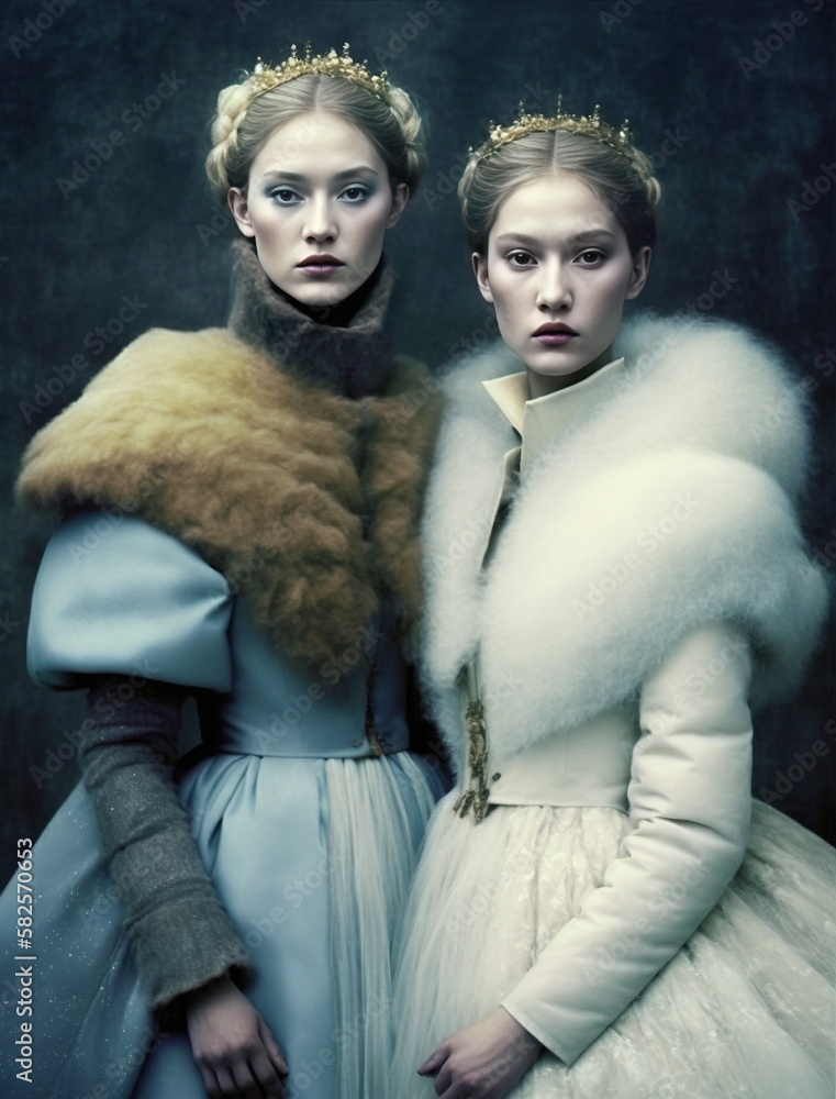 Mystery fashion model-portrait of a Beautiful woman. Twins Mystery fashion model-portrait of a Beautiful woman. Twins