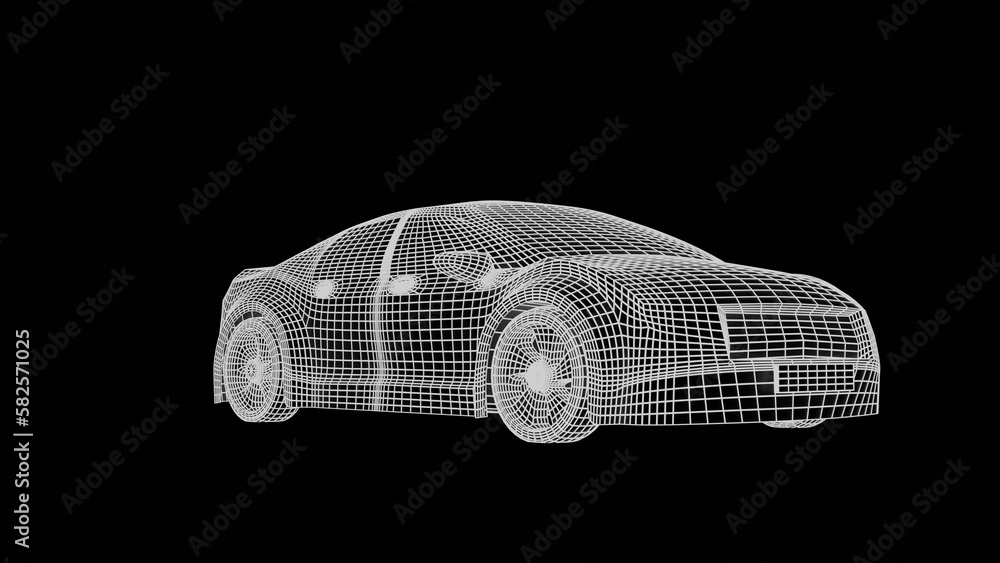 Naklejka premium car wireframe 3d