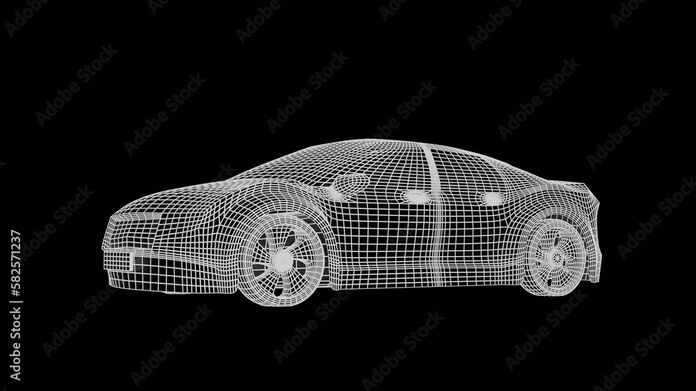 Naklejka premium car wireframe 3d