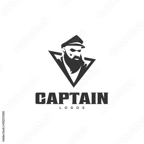 Captain logo or sailor tattoo element. Vector illustration