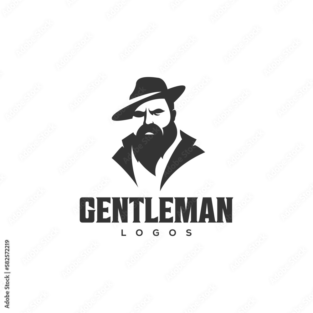 male head logo illustration design,gentleman logo design illustration