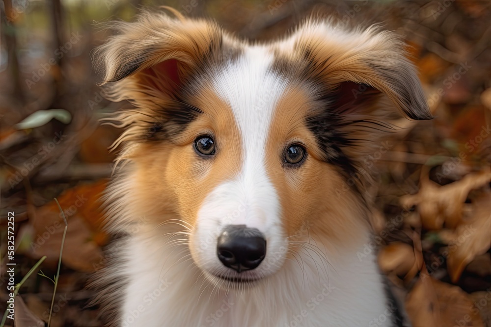 Rough Collie puppy, young and adorable. Generative AI