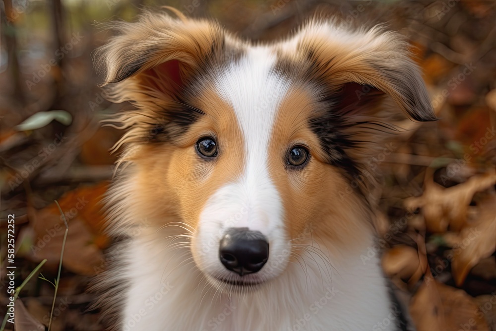Rough Collie puppy, young and adorable. Generative AI Rough Collie puppy, young and adorable. Generative AI