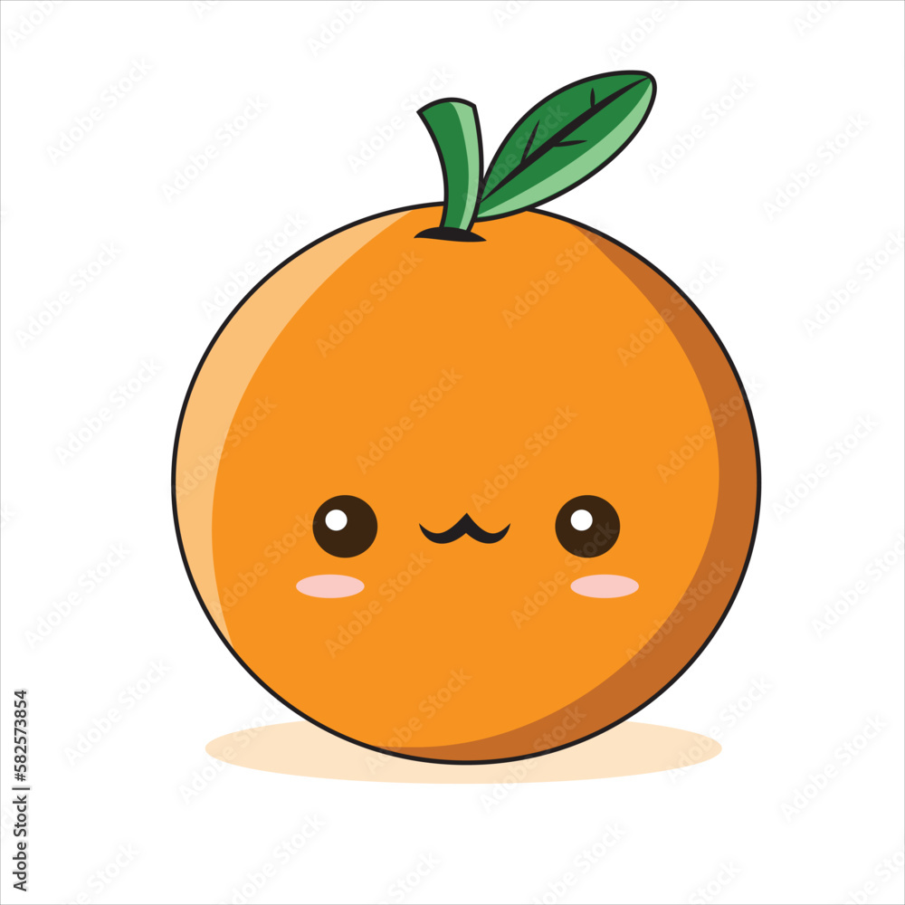 Orange. Cute fruit vector character set isolated on white Orange. Cute fruit vector character set isolated on white