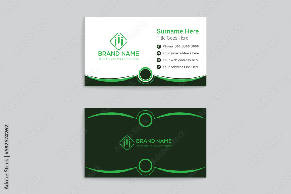 Corporate green color business card design