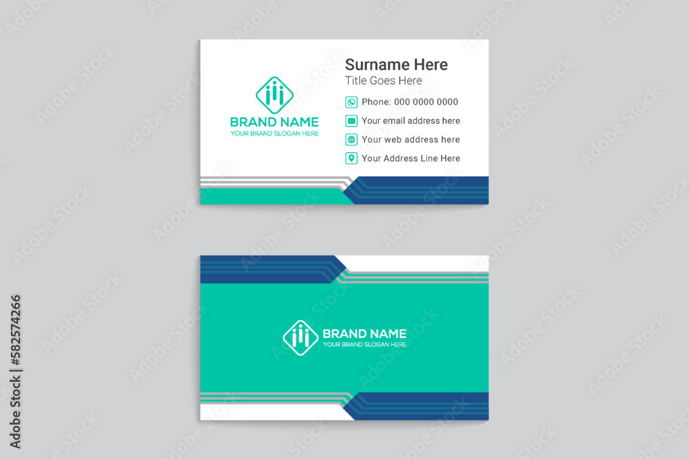 Company business card vector design blue color