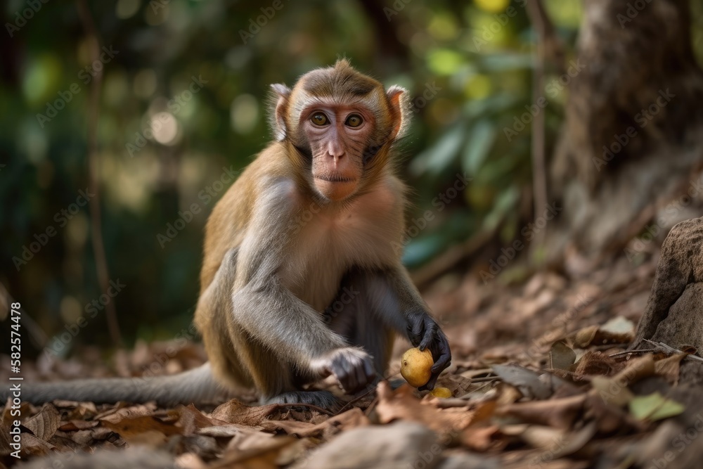 Hill in Thailand with monkeys Phuket. Generative AI Hill in Thailand with monkeys Phuket. Generative AI