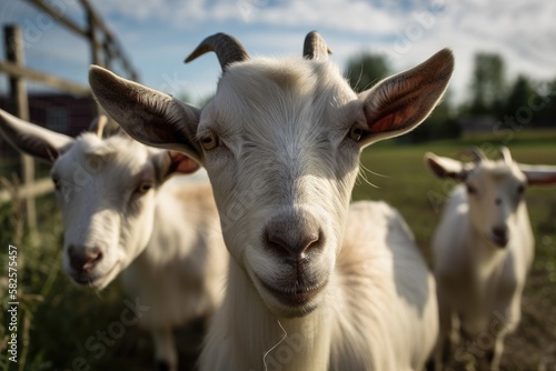 On a small farm in Ontario, Canada, there are Alpine and Saanan dairy goats. Generative AI