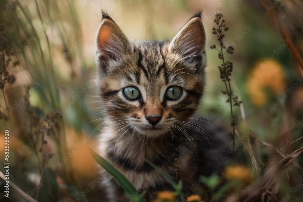 a kitten in the grass. Generative AI