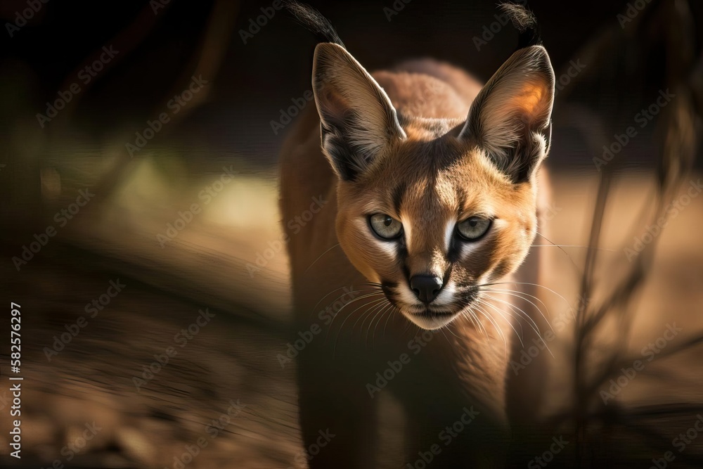 Obraz premium Agile Caracal, created with Generative AI technology