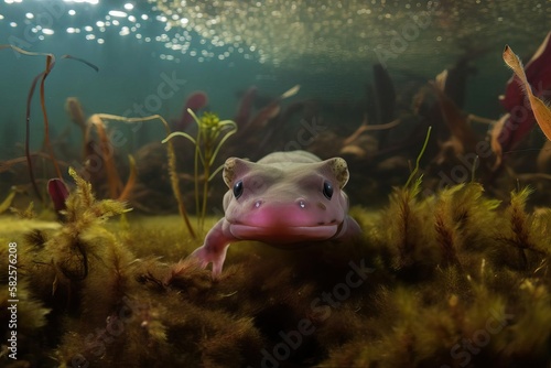 Fascinating Axolotl, a Regenerating Wonder of Nature, created with Generative AI technology photo