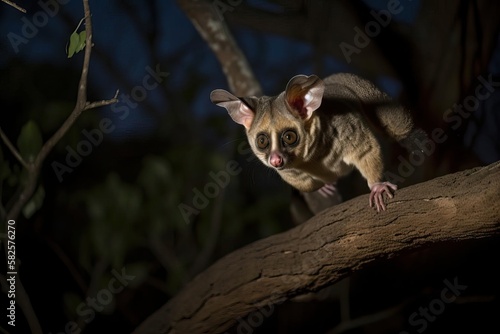 Adorable Bushbaby Exploring, created with Generative AI technology