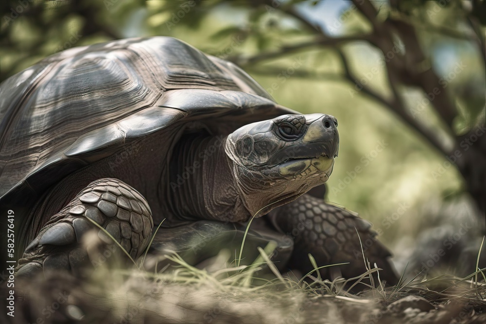 Ancient Galapagos Tortoise Roaming the Enchanted Islands, created with ...