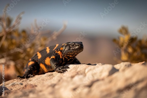Intriguing Gila Monster Crawling Through the American Southwest, created with Generative AI technology