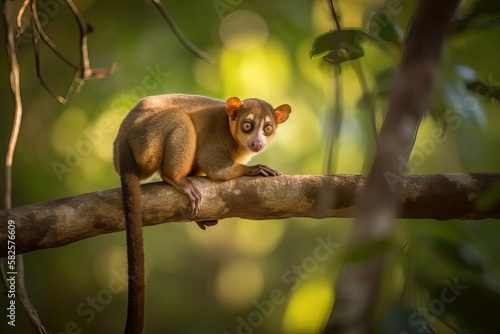 Adorable Kinkajou in the Tropical Rainforest, created with Generative AI technology